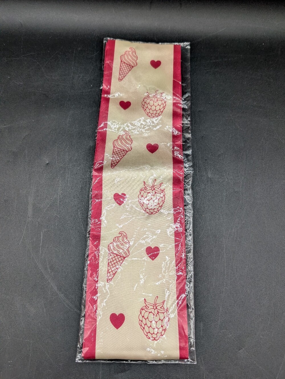 Jo Malone Raspberry Ripple Skinny Bandeau Scarf, Berries Ice cream Hearts, NEW